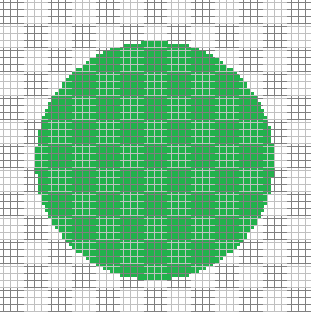 Počítačová grafika obrázku 2.1 je zobrazen zelený kruh, který je vytvořený pomocí rastrové grafiky. V barevném modelu RGB (červená, zelená, modrá) má tento kruh hodnotu (55, 174, 90).