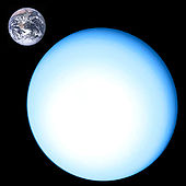 Uran název po řeckém bohu Úranovi (bůh nebes), třetí největší a čtvrtá nejhmotnější planeta ve sluneční soustavě, plynný obr a společně s Neptunem se řadí i mezi tzv.