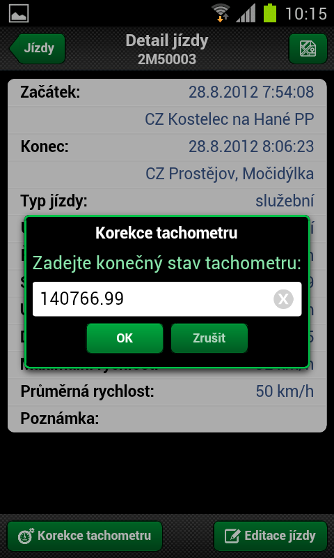 Editace jízdy, korekce tachometru Potřebujete uzavřít měsíc, provést úpravy v knize jízd a nejste u počítače?