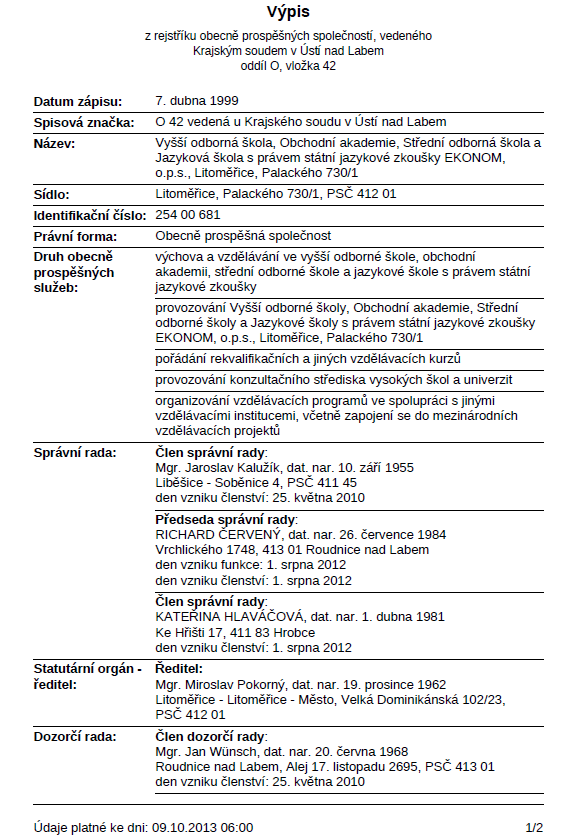 Zápis společnosti do rejstříku obecně