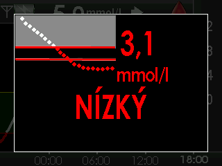 6.1.5 ALARM NÍZKÉ GLYKÉMIE Systém Dexcom G4 také disponuje fixním nízkým alarmem nastaveným na hodnotu 3,1 mmol/l. Tato funkce doplňuje vaše osobní výstrahy nízké a vysoké glykémie.