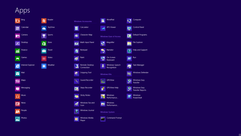 Windows 8 1. Spusťte operační systém Windows 8 2. Klepněte pravým tlačítkem a klepněte na Všechny aplikace v pravém dolním rohu obrazovky.