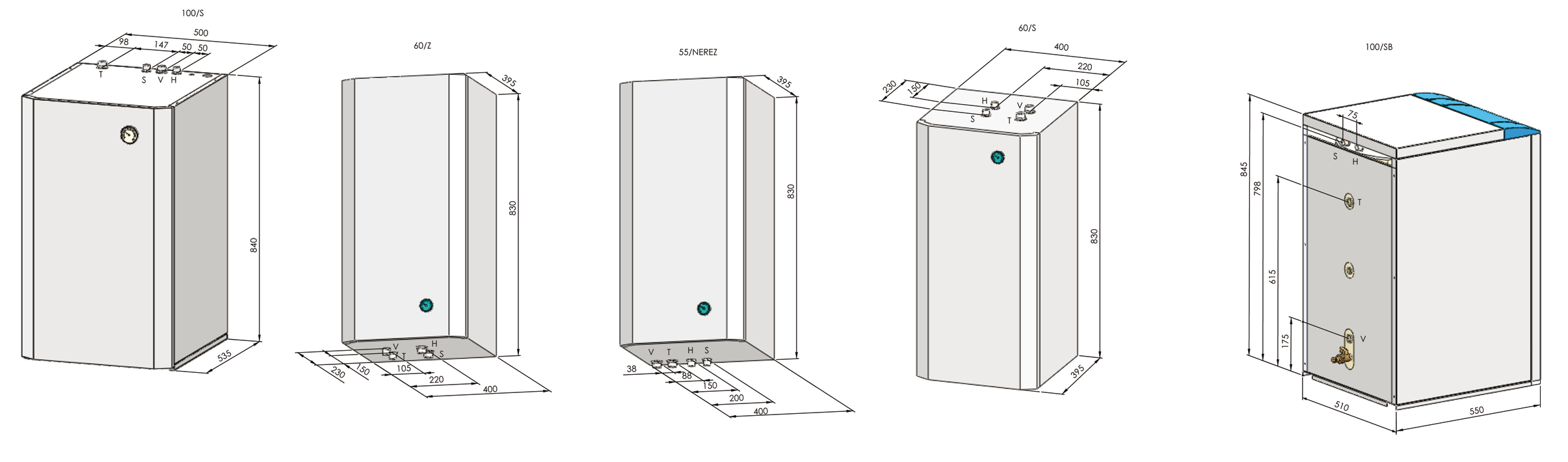 Zásobníky THERM, OKH, OKC Stacionární zásobníky ke stacionárním kotlům Typ stacionárního zásobníku Therm 100 S/B (objem 100 l) je tvarově přizpůsoben kotlům Therm EZ/B.