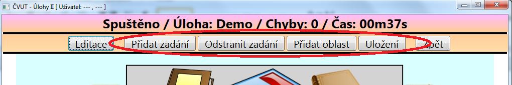 Krok A: Nejprve je nutno úlohu přepnout do editačního režimu pro možnost tvorby nového zadání a to pomocí tlačítka Editace za současného držení klávesy Shift.