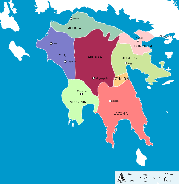 Na počátku 6. století př. n. l. napadla Sparta Tegeu, tehdejší nejsilnější arkadské město, které po desetiletích bojů nakonec uznalo převahu svého nepřítele a stalo se prvním spojencem Sparty.