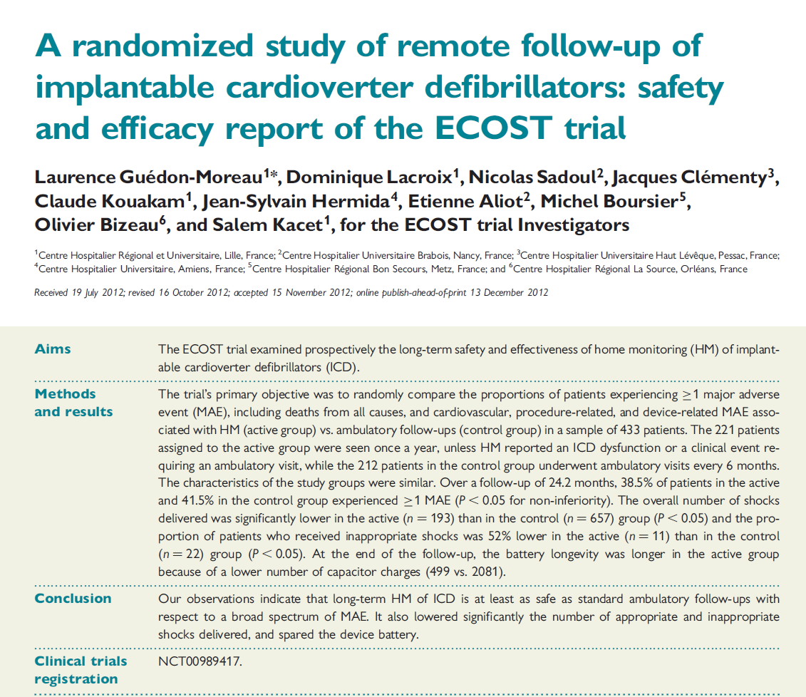 ECOST Study European Heart Journal (2013)