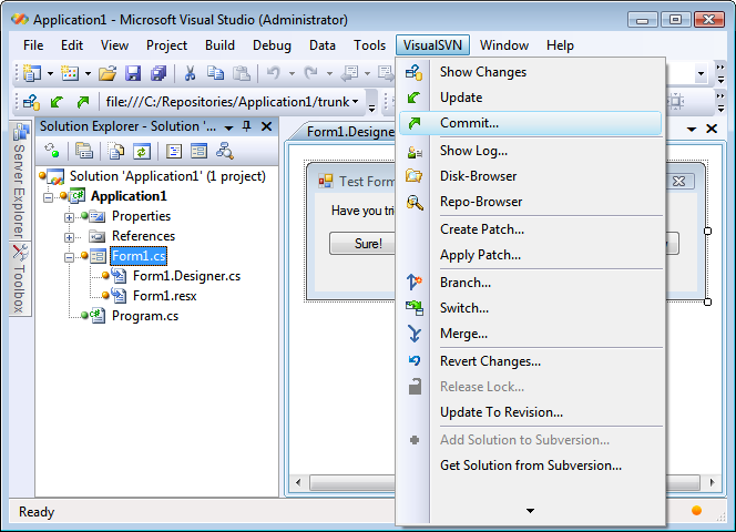 svn merge reintegrate file:///c:/rep/rep_test/branches/test 2. Reverzní merge, návrat ve trunku nebo větvi k předchozí verzi. Vrátíte zpět změny, které jste udělali mezi revizemi HEAD:80.