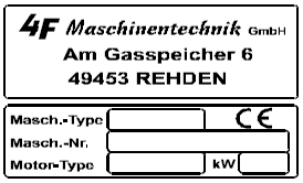 Fax: +49 (0) 54 46 / 99 70 42 E-mail: info@4-f.de 1.2.2 Typový název Limpar 72 1.2.3 Označení Označení je provedeno pomocí typového štítku. Ten je umístěn na levé straně pláště přístroje.