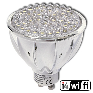 GWL/Power: Úsporná žárovka LED+ 60x, GU10, bodová, bílá denní (3 W, 230 V) LED žárovka s 60 x LED s paticí GU10, lze použít místo klasické žárovky. Rozměry žárovky: 65 x 70 mm.