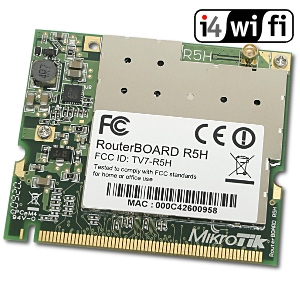 MIKROTIK: R5H - High Power minipci karta AR5414A (5 GHz) Výkonná minipci karta postavená na kvalitním chipsetu Atheros AR5414A a určená pro pásmo 5 GHz.