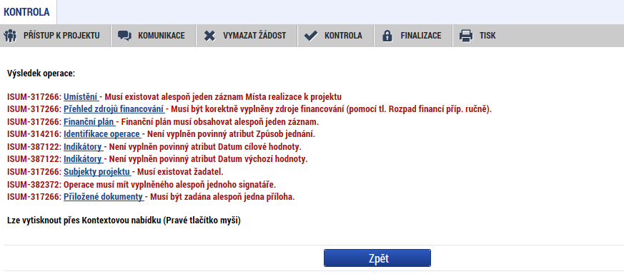 4.5. Kontrola Tlačítko kontrola slouží k ověření, zda jsou vyplněny všechny požadované údaje.