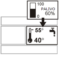 Obr. 4 Přepnutí okna TUV na okno s ukazatelem hladiny paliva Poznámka: Hladina paliva může být také zobrazena na pokojovém panelu ecoster200. 7.