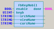 2.2.3. Funkčí blok fbkeymobil Na obrázku je zobrazen box funkčního bloku fbkeymobil a typy jeho vstupů a výstupů.