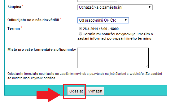 Kompletní nabídku webinářů naleznete v sekci Uživatelé -> Webináře a v tomto článku. Vyberte si jeden z uvedených webinářů a klikněte na daný odkaz (link).