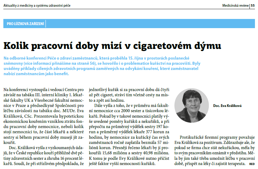 na tabáku doc. MUDr. Eva Králíková, CSc.