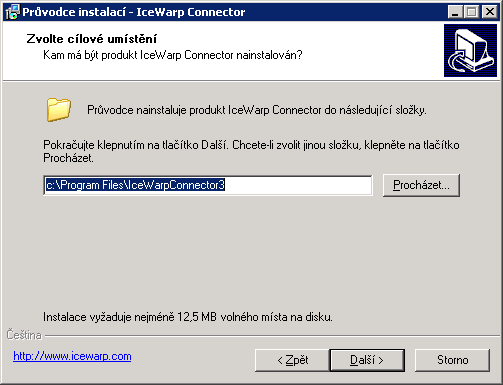4. V následujícím dialogu si zvolte adresář k instalaci konektoru.