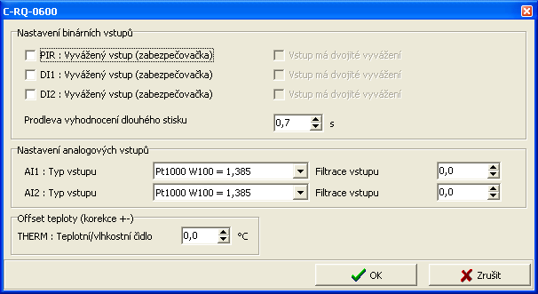 3.39. C-RQ-0600 Napájení Napájení a komunikace Maximální odběr Napájecí PIR výstup Rozměry a hmotnost Rozměry Hmotnost 24 V (27 V) ze sběrnice CIB 20mA 5V DC, max.50 ma max.