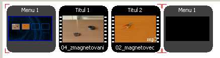 Menu se přidávají na stejném místě jako skupiny klipů a multimediální soubory.