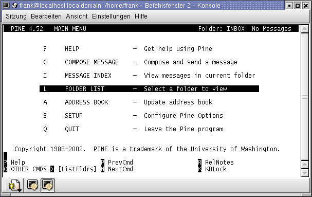 Obrázek 23-7 Pine Mutt Mutt má podobné rozhraní jako program Elm a jeho schopnosti jsou společnou kombinací pro Elm a Pine.