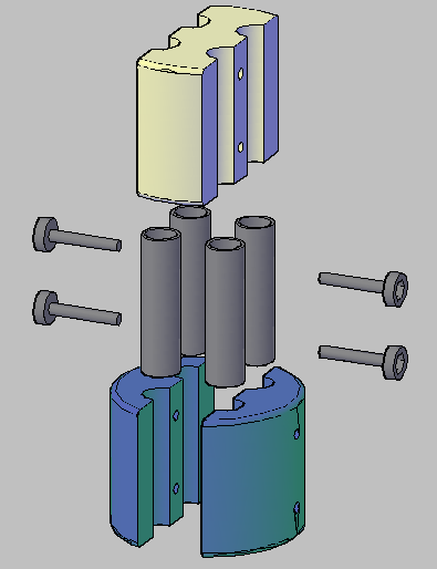 Stabilizátor-celek Kompletní stabilizátor obsahuje 3 stabilizátory: 1 centrální a 2 boční spojené V-barem.