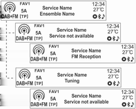Rádio 79 Hledání rozhlasové stanice Hledání kompletu DAB Připojení služby DAB Pro rychlou změnu frekvence přidržte tlačítka d SEEK c a potom tlačítko na požadované