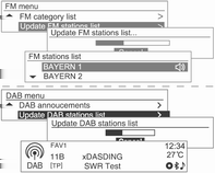 84 Rádio Nabídka DAB Hlášení DAB Z DAB menu (Menu DAB) otočte ovladačem MENU-TUNE, přesuňte se na DAB announcements (Hlášení DAB) a potom stiskněte tlačítko MENU-TUNE.