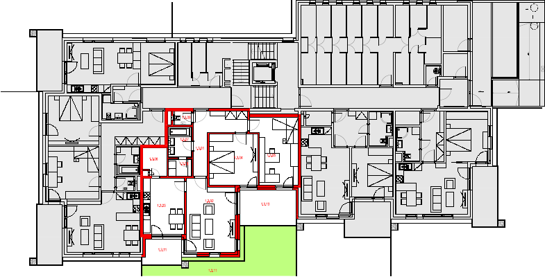 Byt 1.3-3+1/2T, 110,86 m2 + 41,77 m2 zahrada, 1.