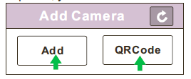 Následně vyplňte Security code (defaultně admin), případně si kameru pojmenujte jinak než Camera Potvrďte OK a tím je kamera připojena, následně stačí kliknout na ikonku příslušné kamerky a na