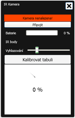 Obrázek 4 IR Kamera (Připojit) Obrázek 5 Navázání spojení 3) Neúspěšné připojení Wii Mote k PC (nekompatibilní Wii Mote Plus) Pro použití Wiimote ovladače s aplikací Show by Draw není možné použít