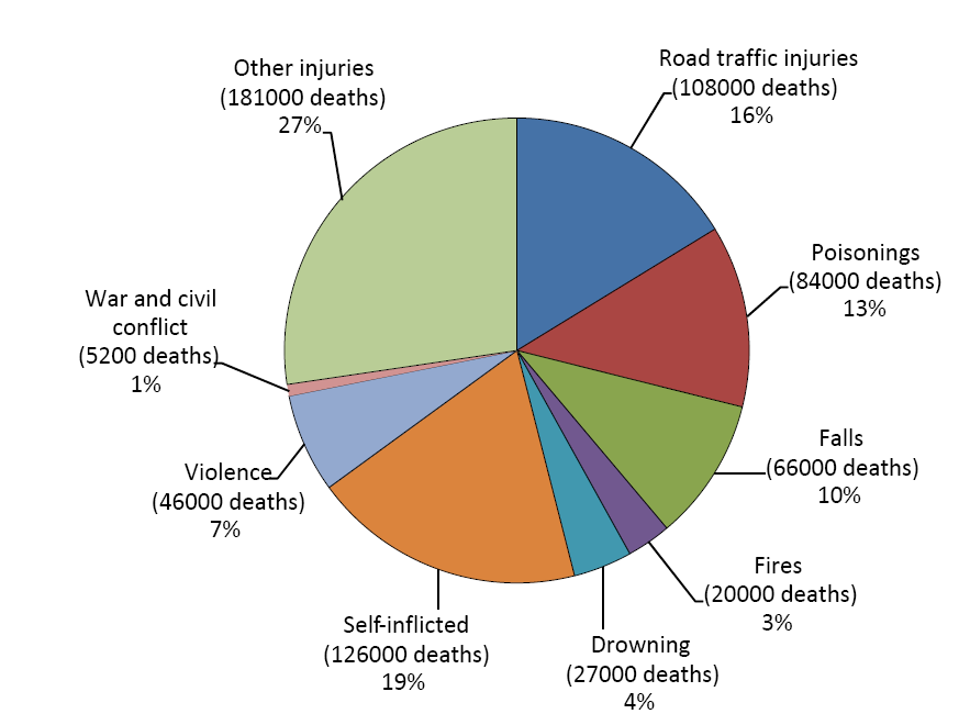 Úrazy - jedna z hlavních příčin úmrtí Evropského regionu V roce 2008 bylo zapříčiněno úrazem
