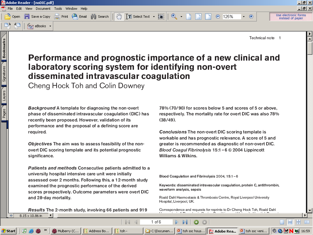 Validation of the ISTH Non-Overt