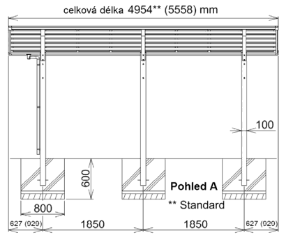 4 Technické údaje (Portoforte) Standardní délka 4954 mm, standardní šířka 2704 mm Typ Zatížitelnost sněhem N/m 2 resp.