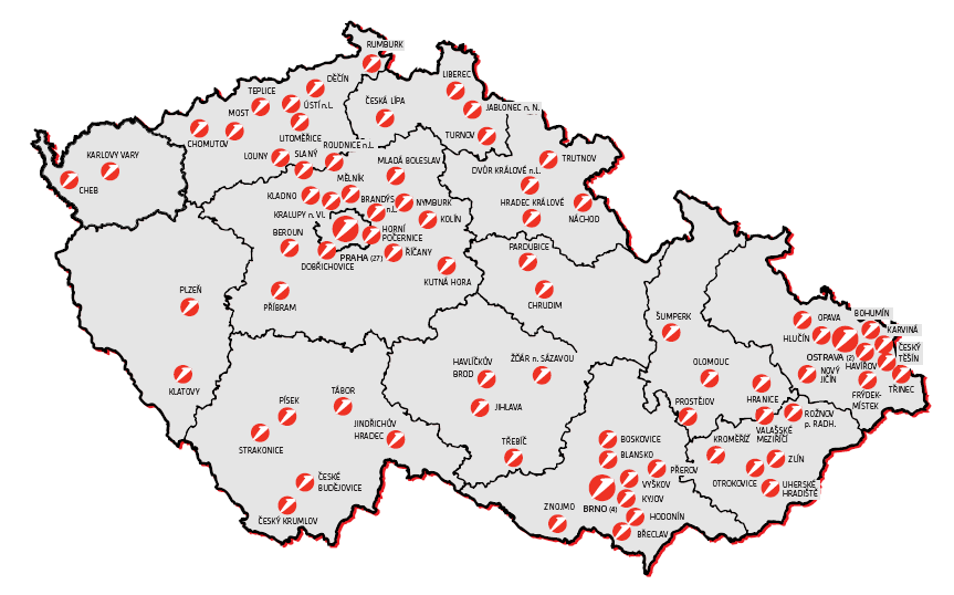 Obrázek č. 7: Mapa poboček UniCredit Bank CZ Zdroj: webové stránky UniCredit Bank CZ 2.
