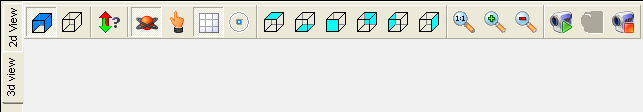 Tlačítka ve 3D-pohledu zobraz stěny, otočit, zobraz rastr, pohledy,