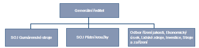 organizační struktura a postavení obou SOJ. Obě jednotky spadají přímo pod generálního ředitele společnosti a tvoří hlavní strukturu výrobního závodu.