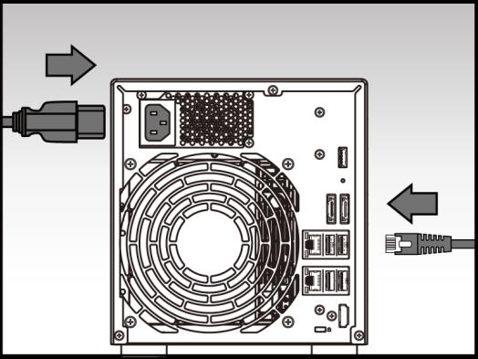 2.2. Napájení, připojení a první zapnutí Zapojte napájecí adapter do elektrické sítě a druhým koncem do vstupu zdroje NAS server.