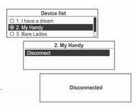 Telefon 143 Chcete-li odpojit aktuálně připojené zařízení Bluetooth, na obrazovce se seznamem zařízení vyberte připojené zařízení. Zobrazí se Odpojit, a potom stiskněte multifunkční ovladač.