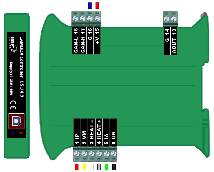 LAMBDA controller popis signálů OZNAČENÍ POPIS ROZSAH, AKTIVNÍ ÚROVEŇ + Napájení 7 až 36V (12V/24V) G Zem napájení 0V CAN H CAN L Sběrnice CANbus SAE J1939 / 250kbps AO Analogový výstup 0-5V (± 0,5%