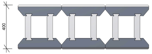 Obr. 5.2.1b: Standard nebo Pony 5.2.2 Jedno kotvení Toto uspořádání se skládá ze základních pohledových prvků postavených k sobě zády a spojených navzájem dlouhým perem.
