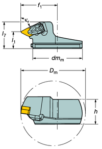 Vnitřní obrábění Vyvrtávací tyče a výměnné řezné hlavy Rychlovýměnné řezné hlavy oroturn R - s pevnou upínkou TURN - ZE 570-DDUNR/L 570-DDUNR/L-X 570-DDXNR/L Úhel nastavení: κ r 93 κ r 93 κ r 62.