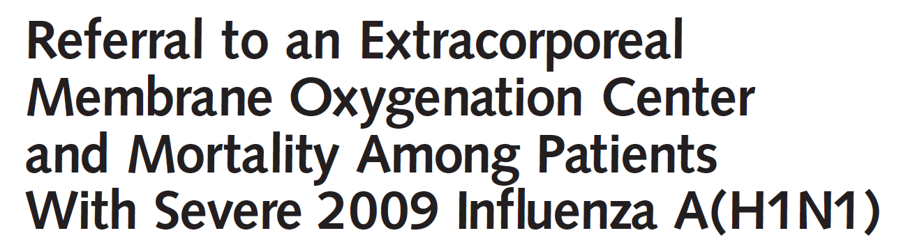 pacientů měli ECMO, 65% přežilo 2011 29%