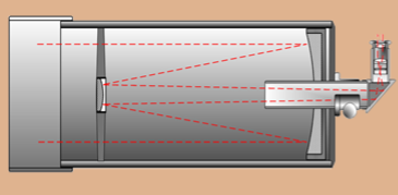 Zrcadlový dalekohled. Objektivem reflektoru je primární duté zrcadlo kulové, parabolické případně i hyperbolické, jehož plocha určuje světelnost dalekohledu. Obraz předmětu se odráží ještě tzv.