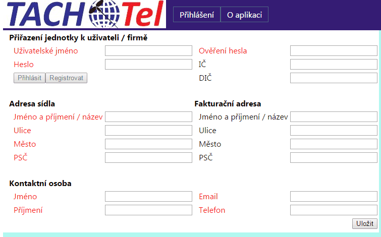 Nastavení aplikace 2.2 7 Vytvoření uživatelského účtu uživatelský účet je vytvořen při první registraci jednotky TachoTel, - viz. Přidání nové jednotky TACHOTel 2.