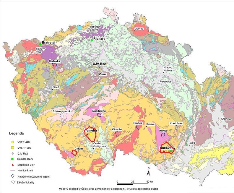 Hlubinné úložiště (HÚ) Postup výběru lokality HÚ - záložní plán (7+2) (4) (2) (1) Vojenský újezd Boletice