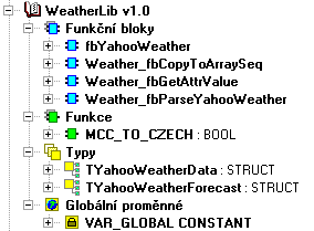 1 ÚVOD Knihovna WeatherLib je určena pro načtení informací o počasí z Internetu do PLC systémů Tecomat.