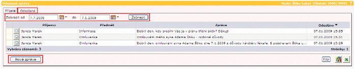 Přijatá zpráva obsahuje Předmět, Přijato (=datum přijetí), Odesílatele a vlastní Text zprávy. Pokud na ni budeme odepisovat, klikneme na tlačítko Odpovědět.