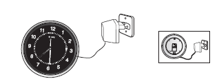 Instalace zařízení Vložte AA baterie (nejsou součástí balení) do zařízení na jeho zadní straně. Nastavte správný čas pomocí otáčení nastavovacího kolíku po a nebo proti směru hodinových ručiček.