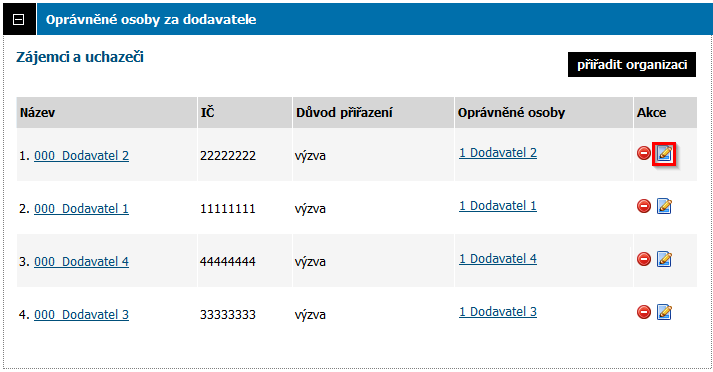 Obrázek 102: Akce pro odeslání individuální zprávy jednotlivému dodavateli Přehled příchozích individuálních zpráv zobrazíte kliknutím na položku Příchozí v submenu Individuální komunikace.