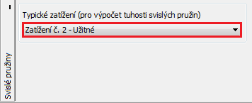 Dialogové okno Editace zatížení Užitné (provozní) zatížení V rámu Svislé pružiny vybereme tzv. typické zatížení, které slouží k výpočtu tuhosti svislých pružin.