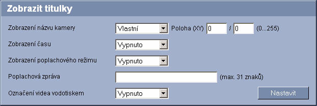 30 cs Konfgurace pomocí webového prohlížeèe VIP X1600 5.4.1 Kamera 1 až Kamera 4 Do tohoto pole zadejte jednečný, jednoznačný název kamery.! POZOR!